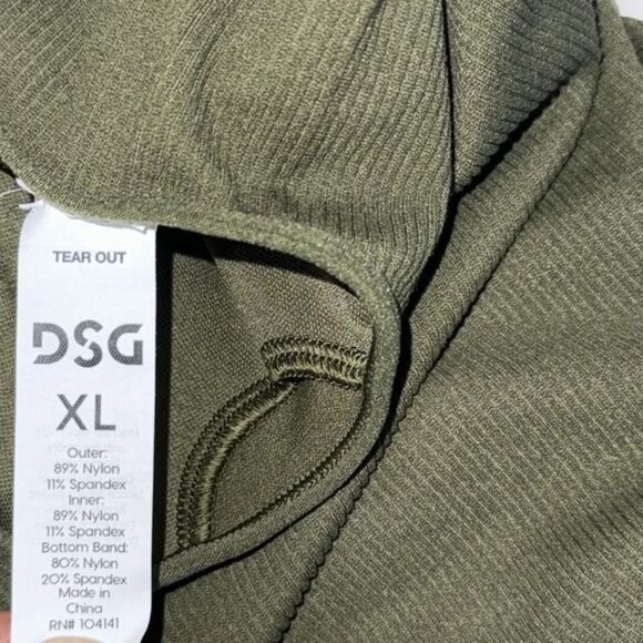 DSG Olive Green Ribbed Tank Top XL Nylon/Spandex Scoop Neck Stretch Athletic Wea - Picture 5 of 7